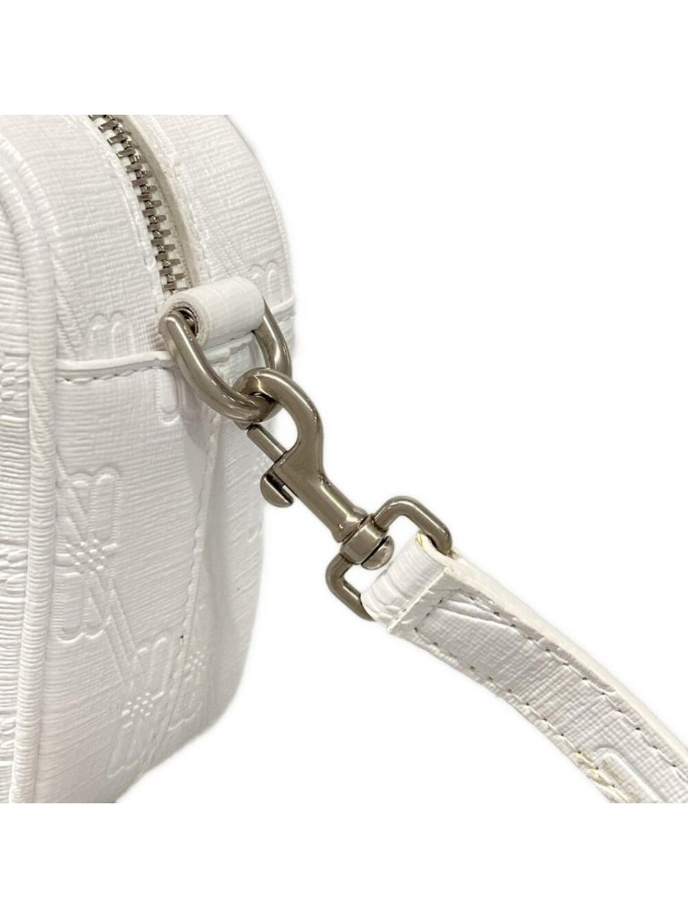 Balenciaga Shoulder Bag BB Monogram White Embossed Removable Strap Leather - Picture 11 of 15